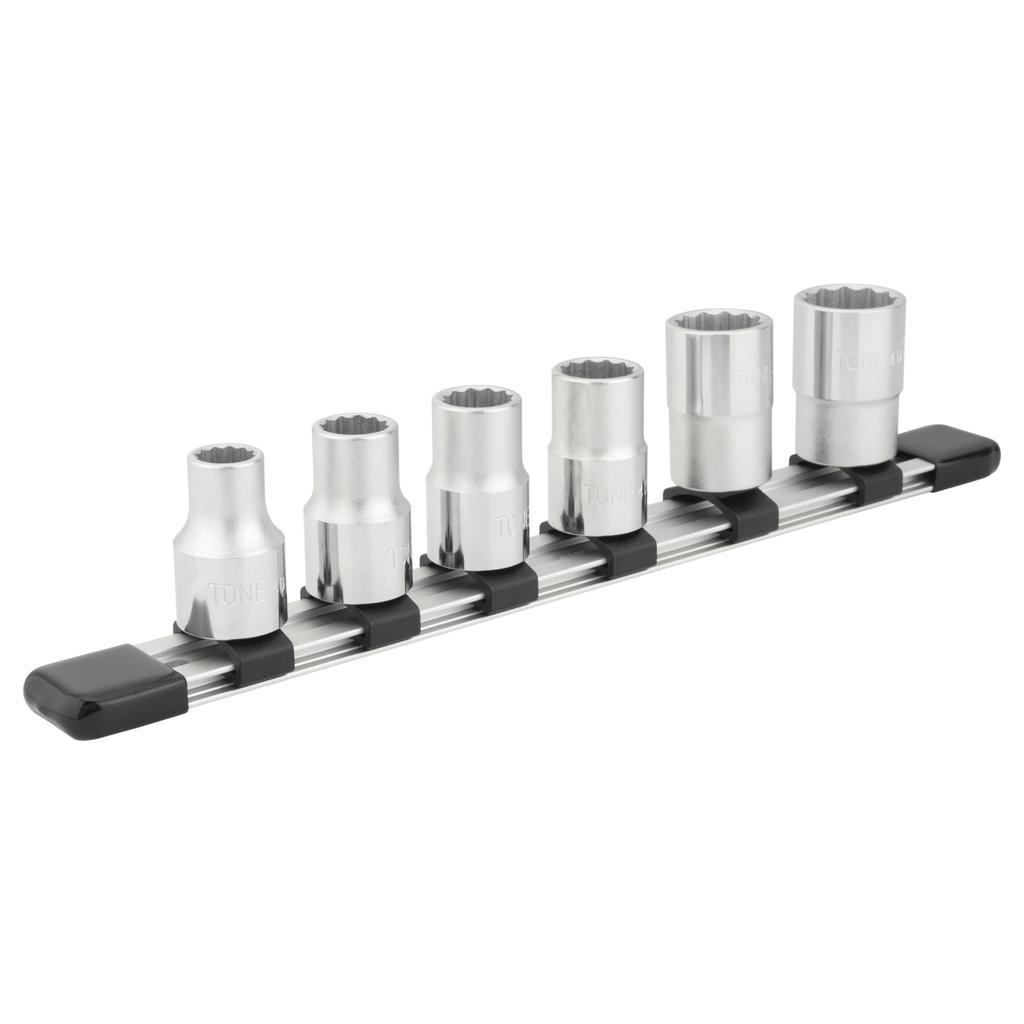 TONE Socket Set Includes 6 Pieces 12-Point (with Holder) HD406, 12.7mm (1/2") Drive,