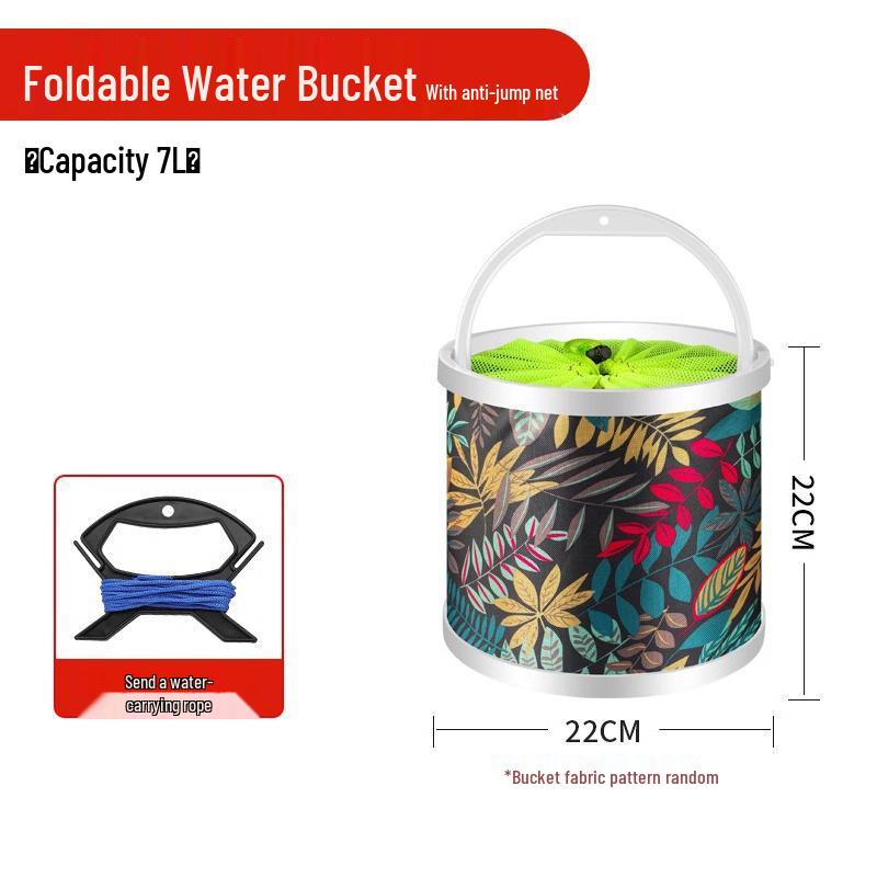 Multi-Functional Foldable Fishing Bucket with Rope & Anti-Jump Net for Live Fish
