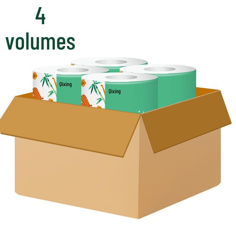 Qixing Bamboo Pulp Kitchen Tissues: Oil & Water Absorbent, 10 Rolls.