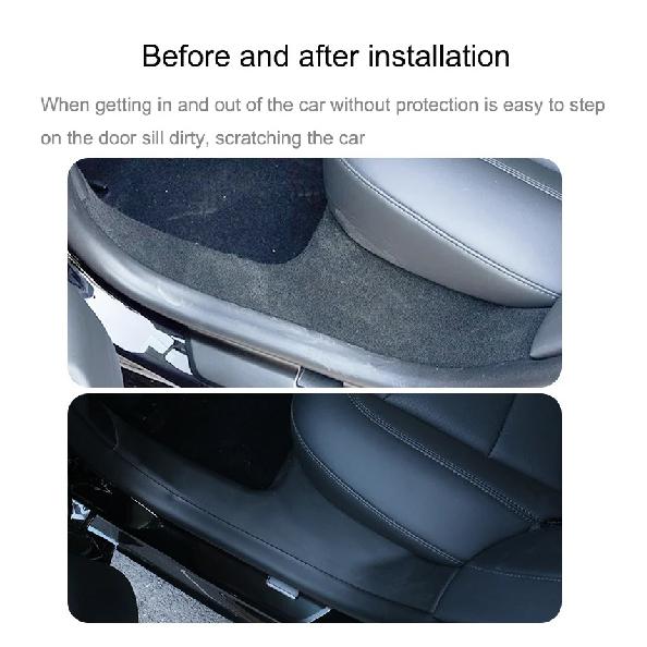 For Tesla Model 3 Highland Front Rear Door Sill Strip Guards Protective Mats Rear Underseat Cushion TPE Anti-dirty Pads