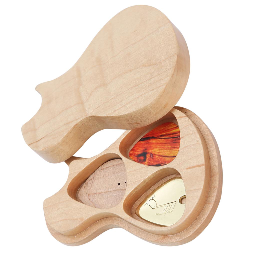 Guitar Pick Box Maple Solid Wood 3 Picks Guitarist Gifts Musical Instrument Accessories