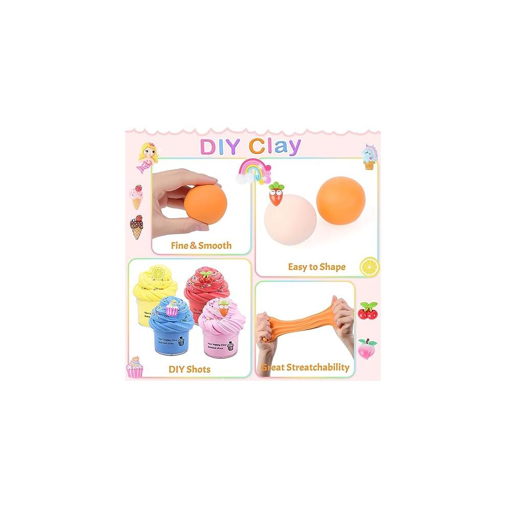 Thedttoy Fluffy Slime Kit, 10 Pack Butter Slime Kits Cloud Slime Making Kit with Charms, Super Soft and Non-Sticky Slime Kits for Girls Boys, Scented
