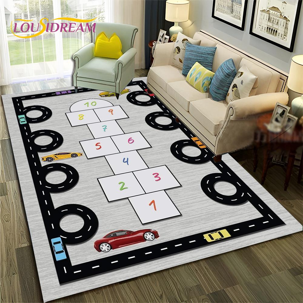 3D Hopscotch Child Digital Games Boy Girls Cartoon Carpet Rug for Home Living Room Sofa Doormat Decor,kids Non-slip Floor Mat