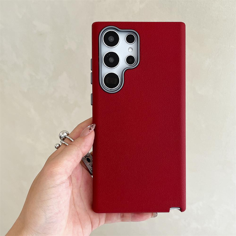 Thin Shockproof Leather Phone Case for Samsung Galaxy S25 Edge S24 S23 Ultra S22 Plus Matte Skin Feeling Solid Candy Cover Funda