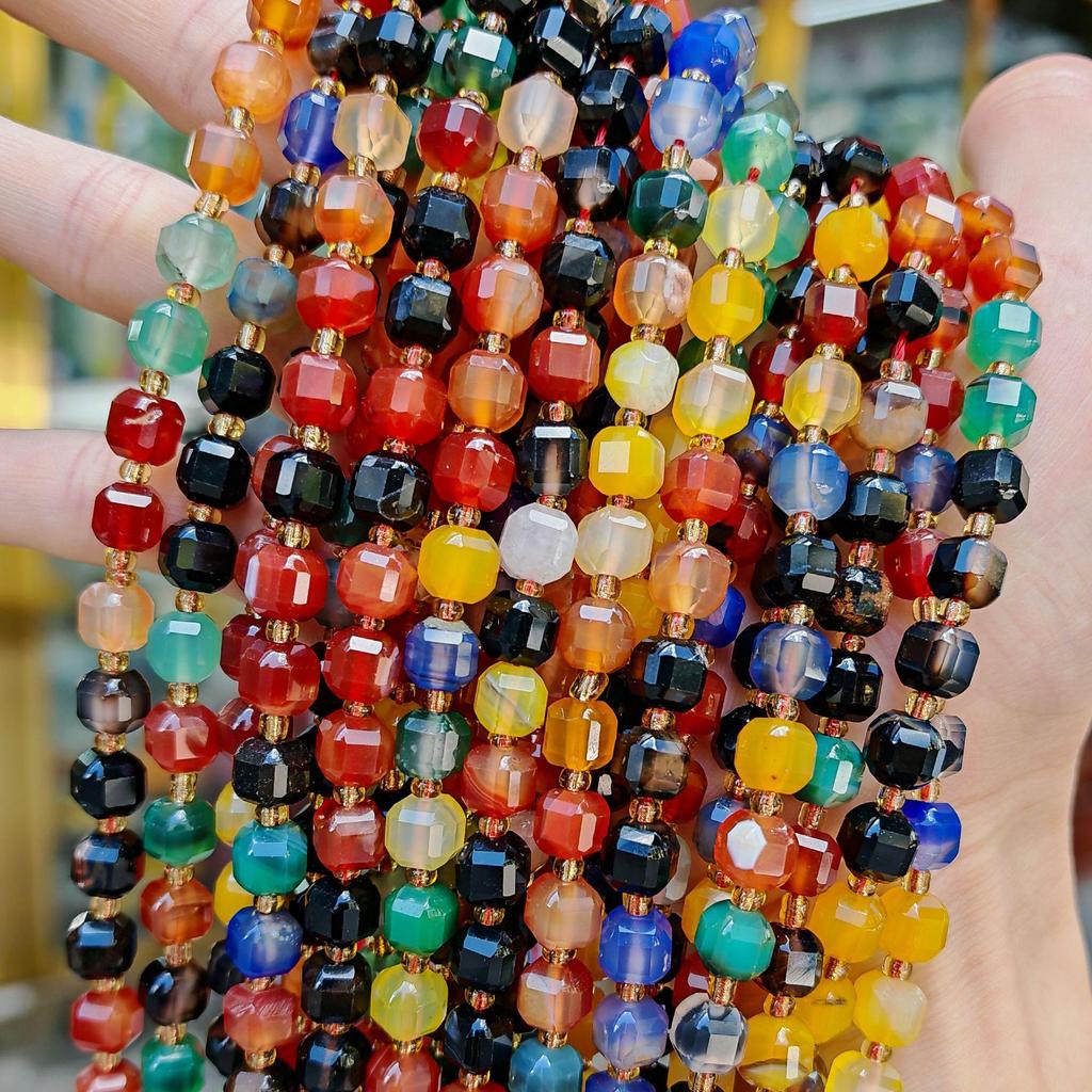 Naturstein Kristall facettierte Würfelperlen - 5,5mm, 7mm & 9mm Größen