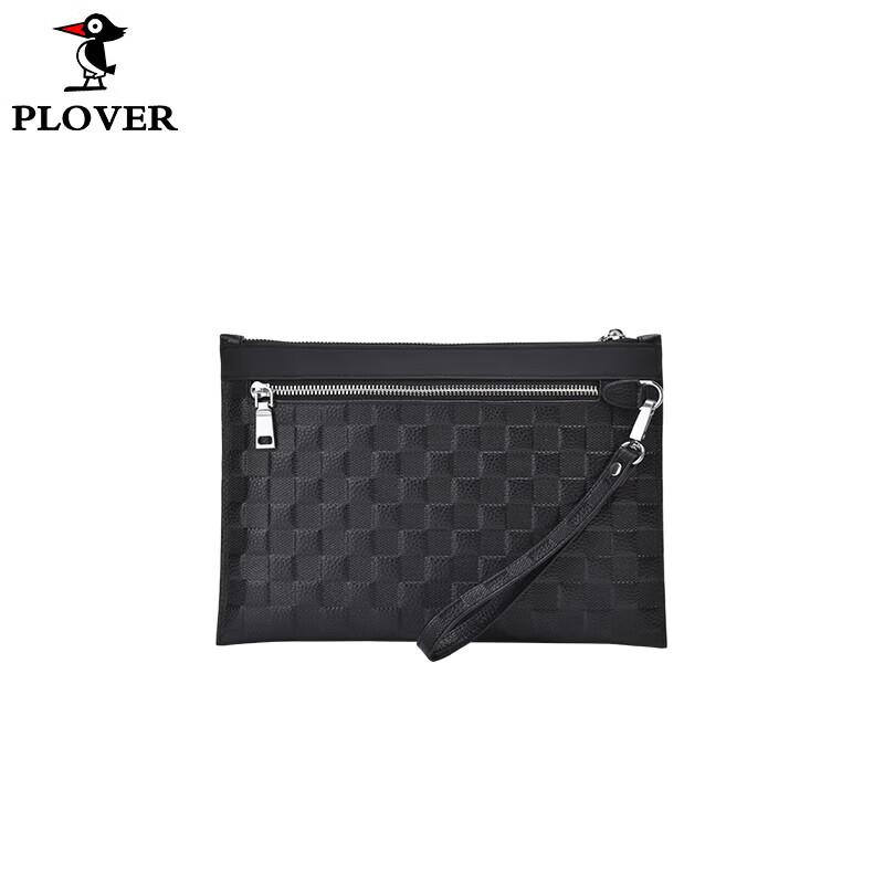 PLOVER Men's Small Checkered Leather Business Clutch