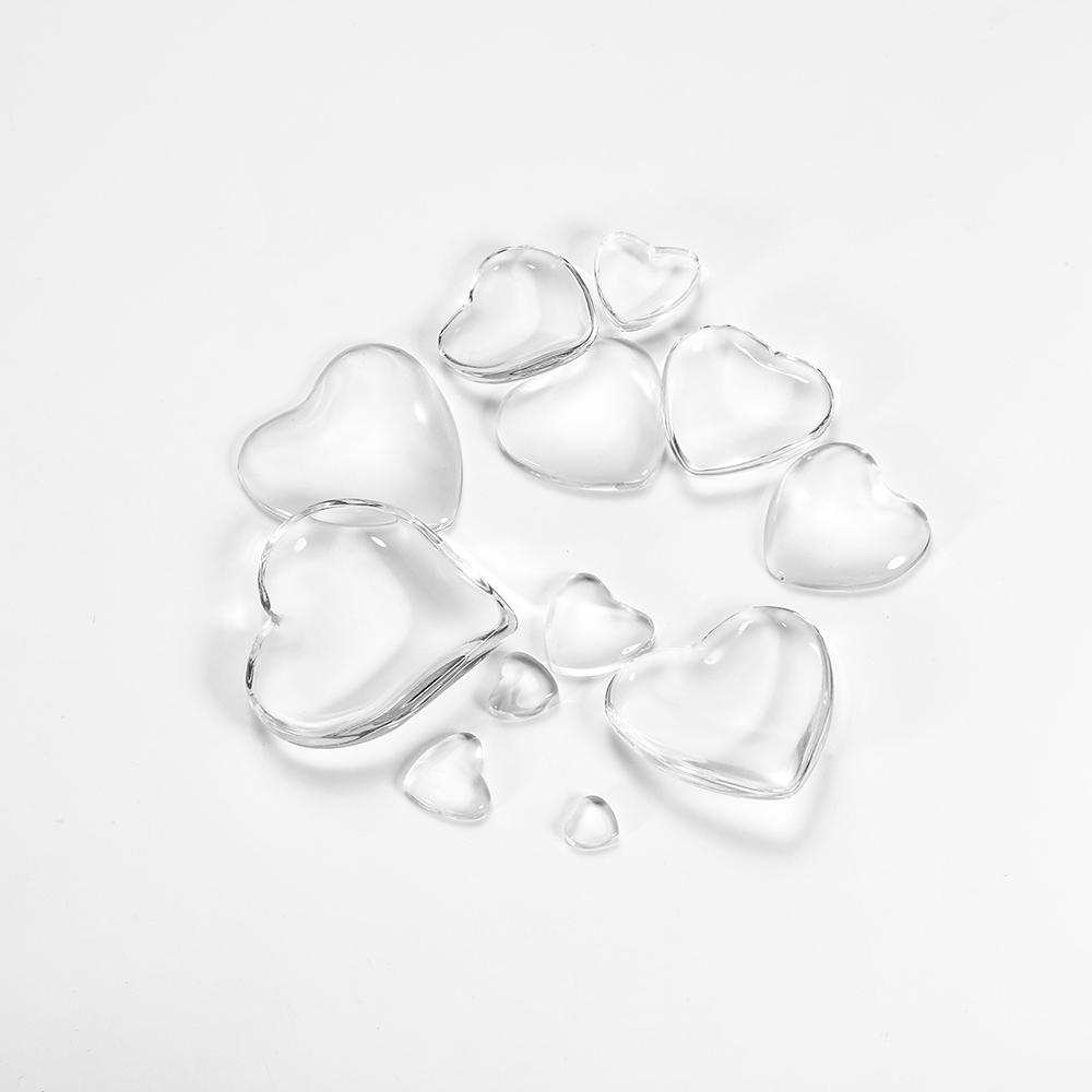 10-50pcs 6-30 mm Heart Shape Flat Back Glass Cabochon Transparent Clear Crystal Cabochon Cameo For Diy Jewelry Making Supplies
