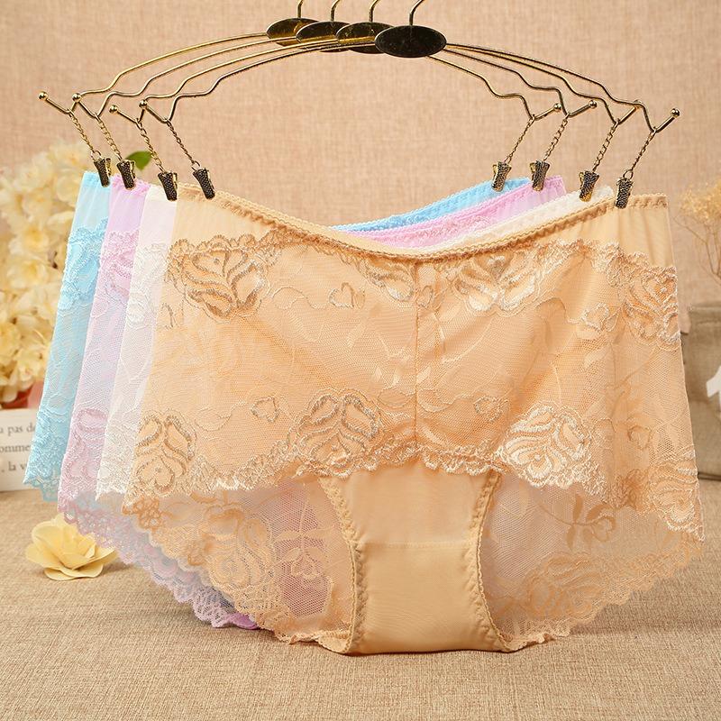 High Waist Women's Panties Sexy Hollow Lace Panties Comfortable Breathable Shorts