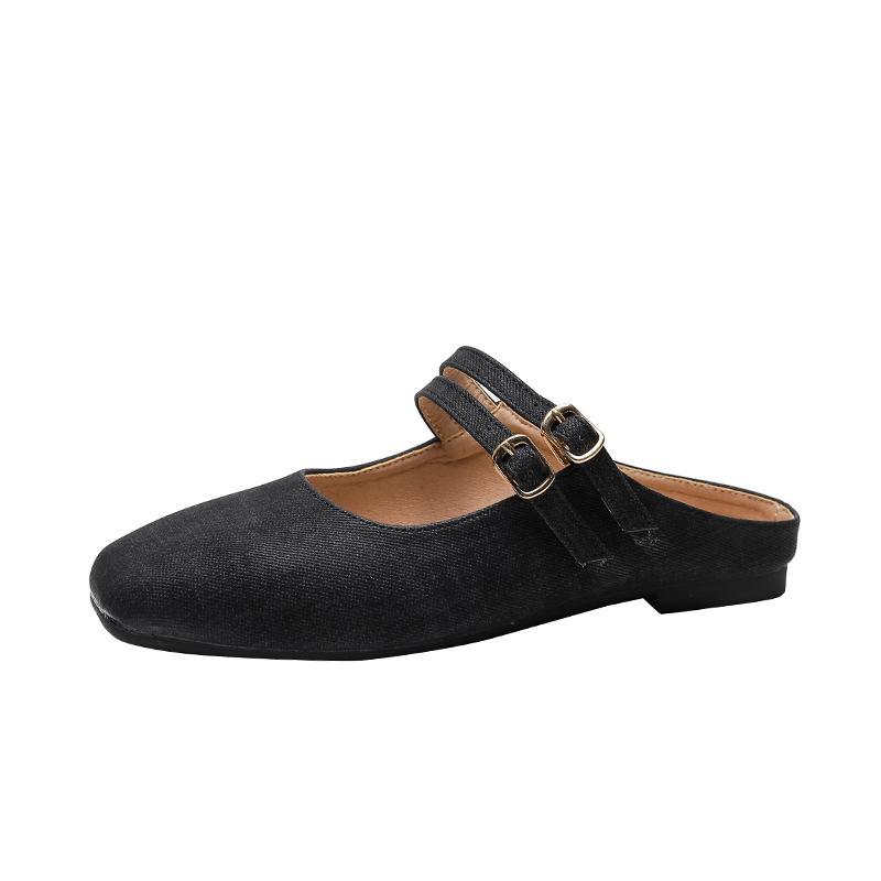 Women's 2024 Summer Flat Mule Slippers - Pointed Toe, Half Coverage, Evening Wear