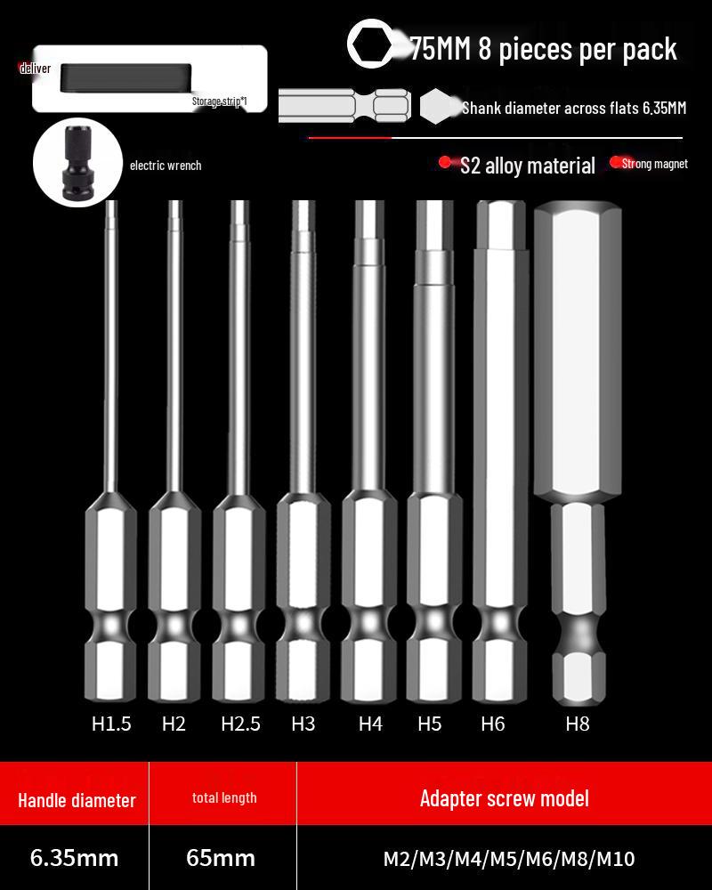 Hexagonal Driver Bit Extension for Screwdriver and Drill