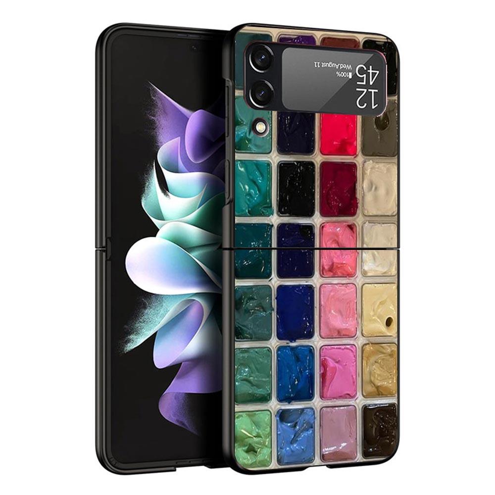 Watercolors Set Paint Palette Painting Box Black Phone Case For Samsung ZFlip7 ZFlip6 ZFlip5 ZFlip4 ZFlip3 5G Hard Protective Ga
