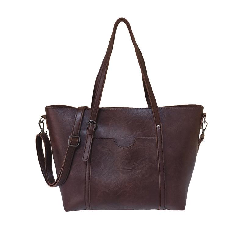 

Осенняя женская сумка из масляной вощеной кожи, новая сумка-мессенджер, модная женская сумочка, плечевая сумка-тоут темно-коричневого