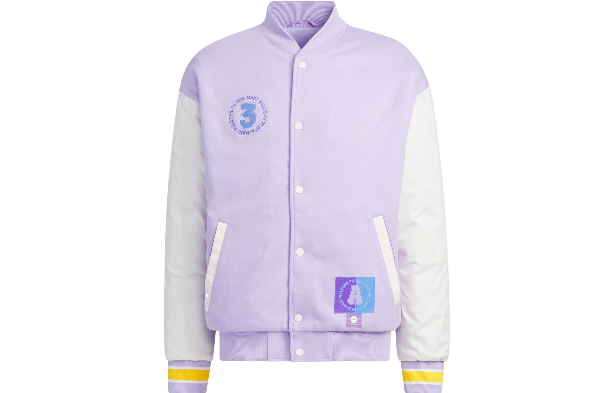 Adidas Neo Baseball Jerseys Unisex Light Purple Baseball Collar Moderate Straight Fit IK5428 M