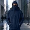 Felpa con cappuccio e zip da uomo, a doppio strato antivento con protezione per il viso