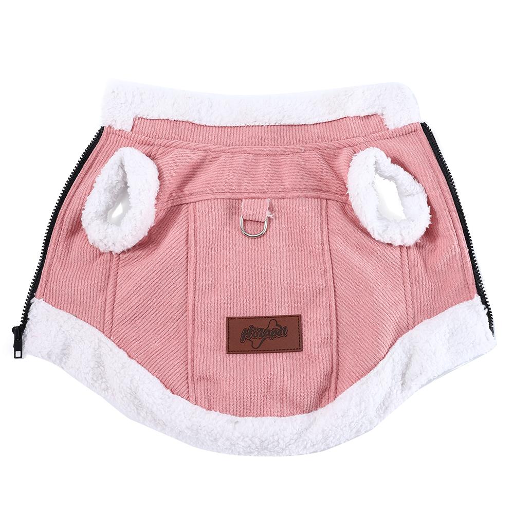 Warm Dog Clothes Autumn Winter Pet Jacket Coat Pink Grey Soft Vest Costume with D-ring Schnauzer Yorkshire Costume for Small Medium Dogs