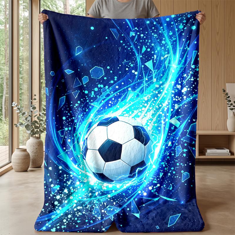 Soccer Ball In Stadium Theme Blanket Lightweight Warm Flannel Blanket Decorative Throw Blanket for Home Decoration