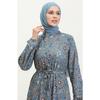 Patterned Belted Dress 0364-01 Indigo