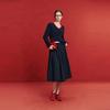 ELLE French Lazy Style Color Block Fashion Design Pullover V-Neck Lambswool Casual Loose Versatile Long Sleeve Knit Sweater Women sweater EM63348