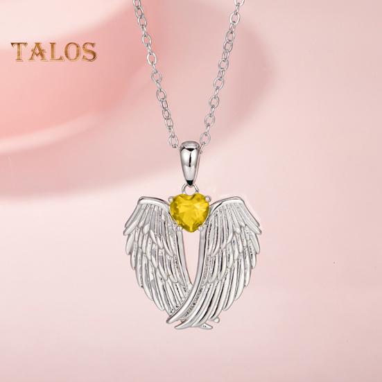 Angel Wings Necklace Rhinestone Hug Guardian Wings Pendant Necklace Zircon Birthstone Jewelry Gift for Her