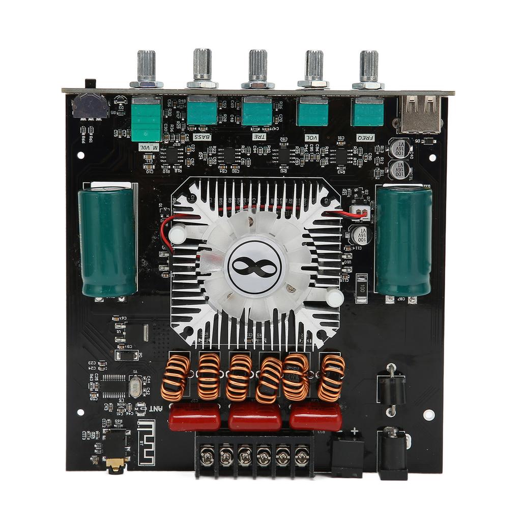 BT Power Amplifier Board Stereo 2.1 Channel Built in Cooling Fan USB Amplifier Board DC15‑36V