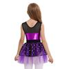 Sparkling Metallic Tutu Dress for Kids Girls: Sheer Mesh Patchwork Bodice with Tulle Skirt & Headpiece for Competition & Recital