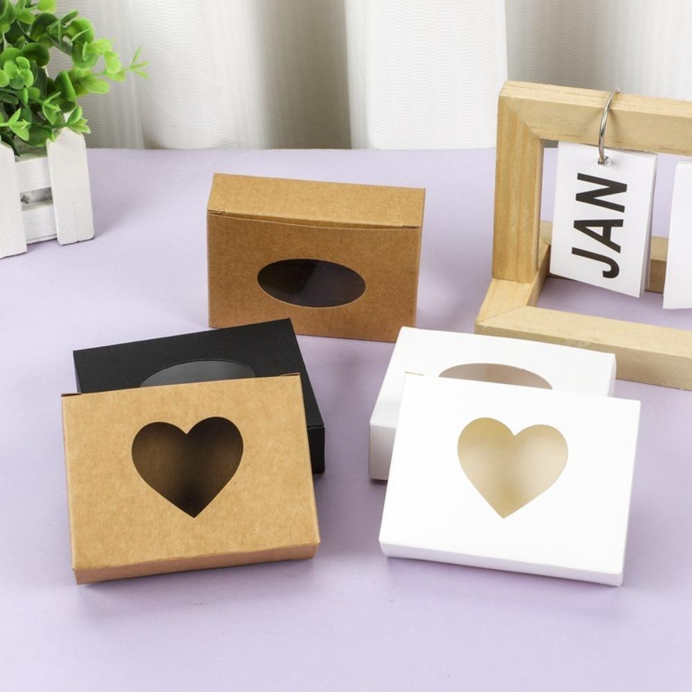 10/20Pcs Kraft Paper Gift Box Square with Clear Window Cookies Candy Packaging Box Mini Jewelry Storage Box