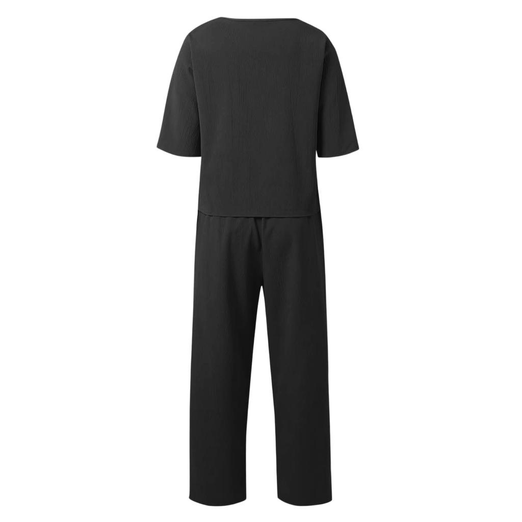 Tvådelade set för kvinnor, avslappnade lösa långärmade skjortor och shorts med hög midja och dragsko, träningsställ