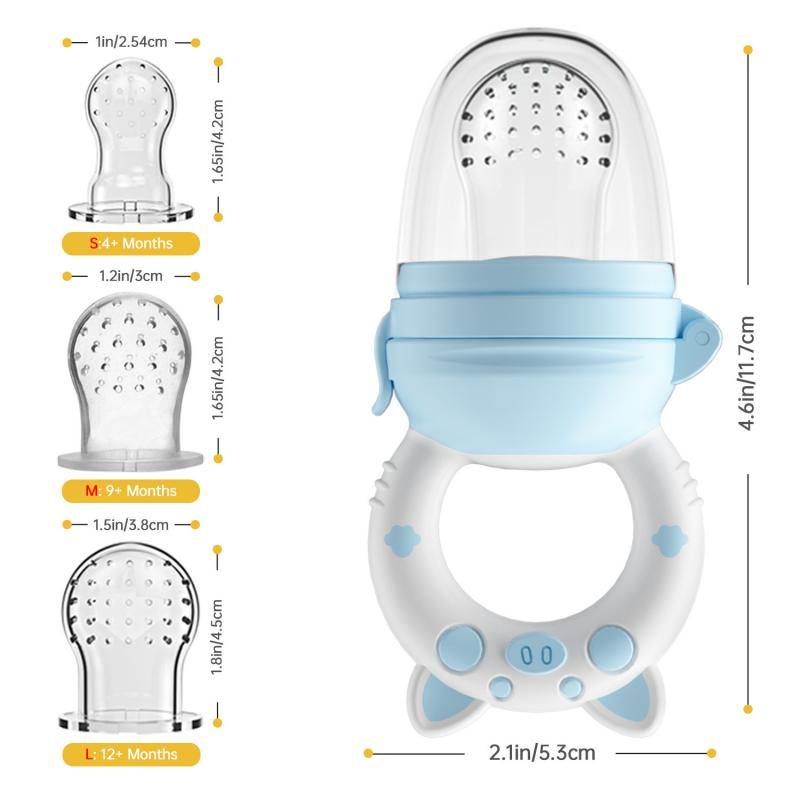 Baby-Obstbeutel/Eisbeutel mit Beißring, Baby-Beißspielzeug ab 4 Monaten, BPA-freie Silikontasche und Beißring, Linderung beim Zahnen