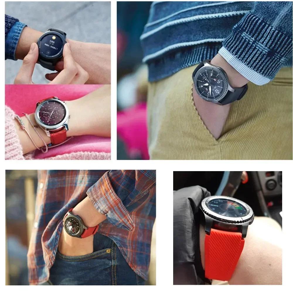 20mm 22mm Band for Samsung Galaxy Watch 5/6/4/3/46mm/active 2/Gear S3 Frontier/Sport Silicone Bracelet Huawei GT 4/3/2/2E Strap