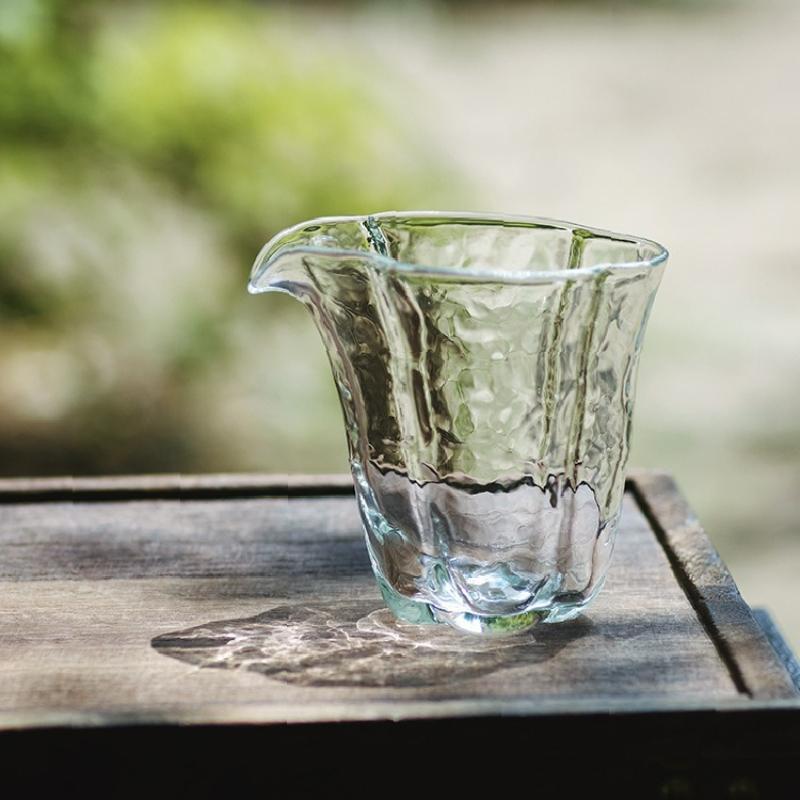 Japanese Style Hammer Pattern Glass TeaCup Heat Resistant Tea Separator Tea Divider Handmade Kung Fu Tea Set Accessories 200ML