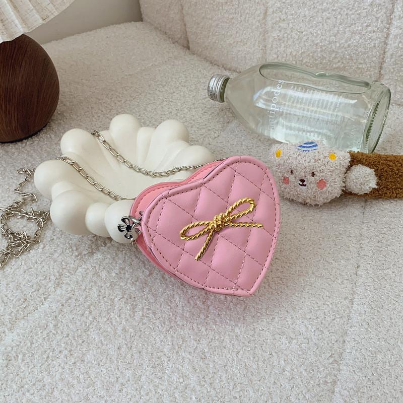 Solid Shape Love Color Bow Chain Shoulder Bag Children Outdoor Bag Crossbody