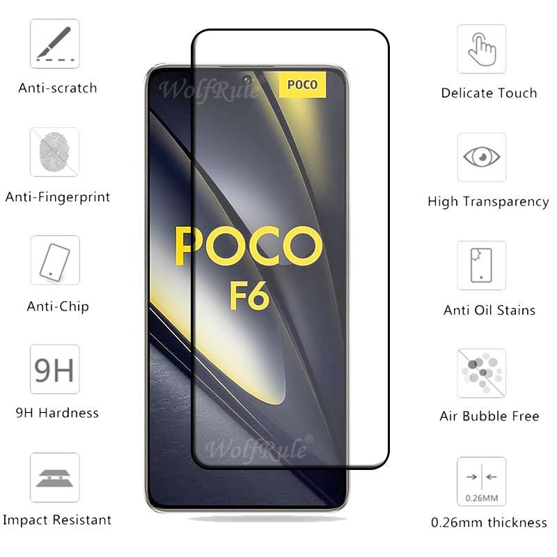 4pcs For Poco F6 Glass Poco F6 Tempered Glass Full Cover Glue Protective Film 9H HD Screen Protector Xiaomi Poco F6 PocoF6 F 6