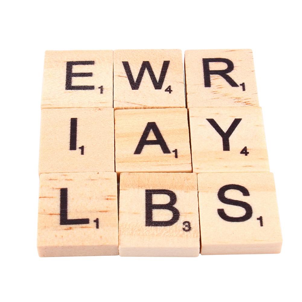 100pcs Puzzle Tiles Letters Alphabet Wooden Pieces Numbers Pendants Spelling