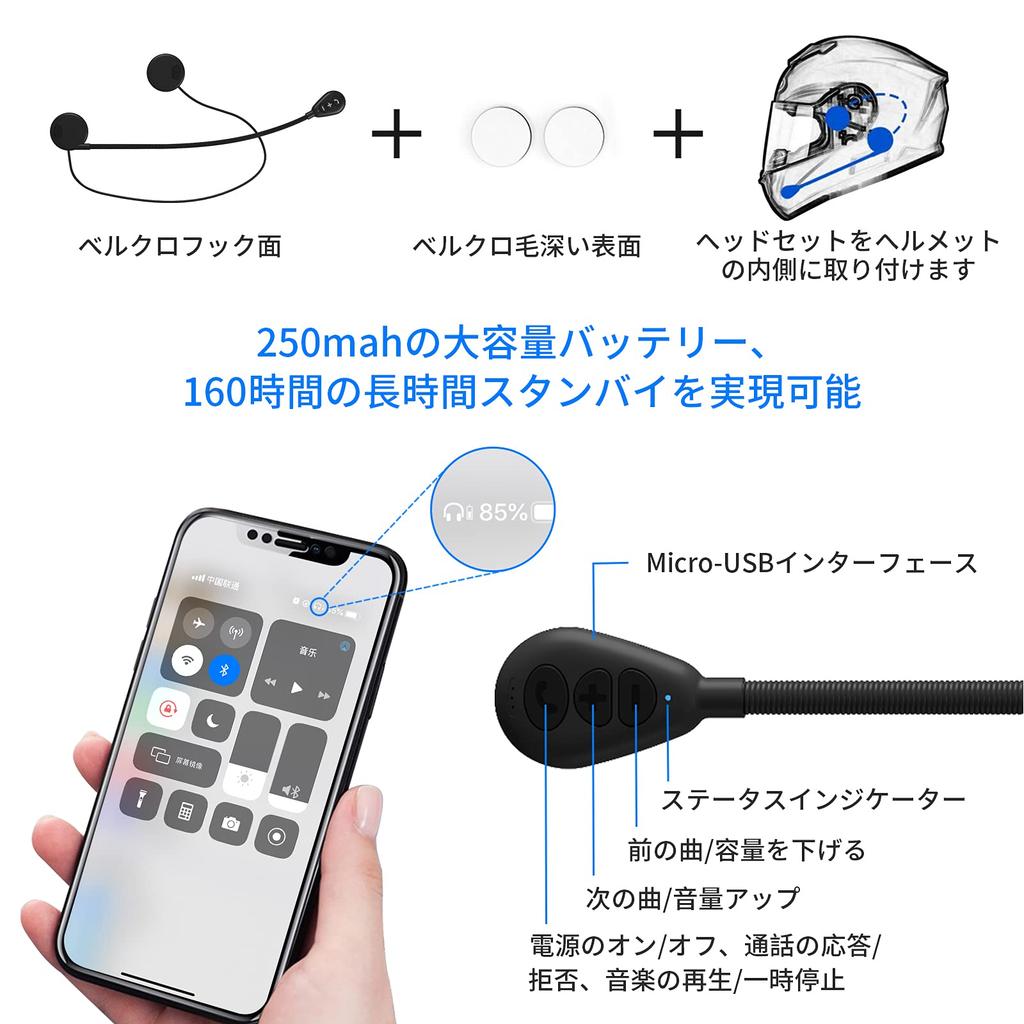 SETHDA M5H Motorcycle Earphones, Ultra-thin, Bluetooth 5.0 Helmet Headset, Auto Answer, IP65 Waterproof, Motorcycle,