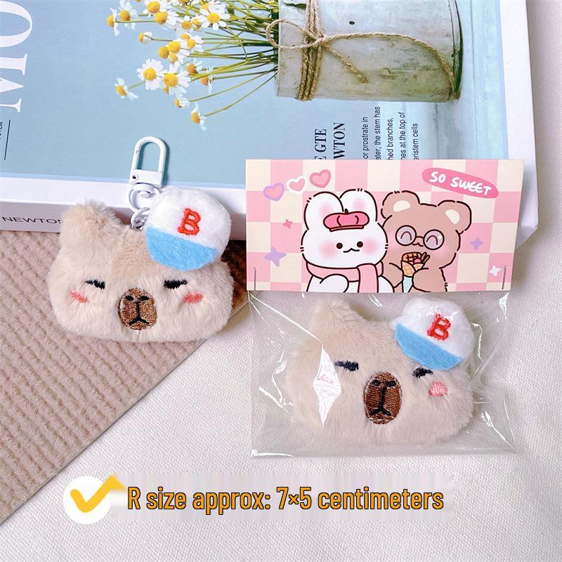 Capybara Plush Keychain with Baseball Cap - Cute Bag Decoration Doll Accessory