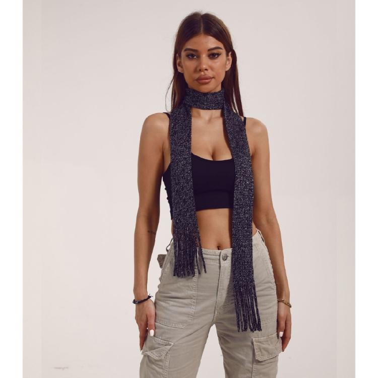 Women Skinny Scarf Thin Choker Belt Blingbling Long Tie Scarf Bag Handle Wrap