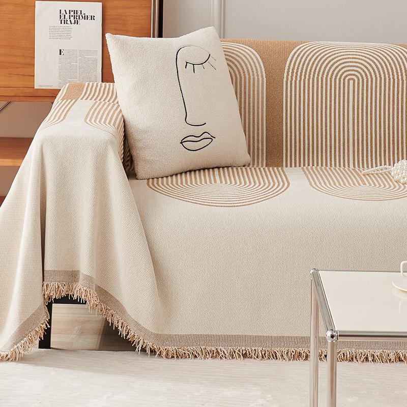 Chenille Four Seasons Universal Line Solid Color Minimalist Home Bedroom Living Room Sofa Integrated Full Cover Towel Cloth