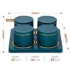 Container Tray Set -4 Pcs (450ml) -Multi-Color (Classic White, Repose Grey, Bluish Grey) Polypropylene with Subtle Gold Rim (Emerald Green)