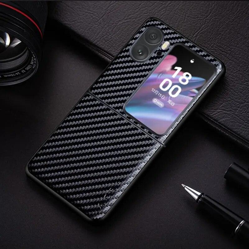 Carbon Fibre Texture Phone Case for Oppo Find N2 Flip 5G Fashion Design Back Cover Funda Coque for Oppo Find N Case