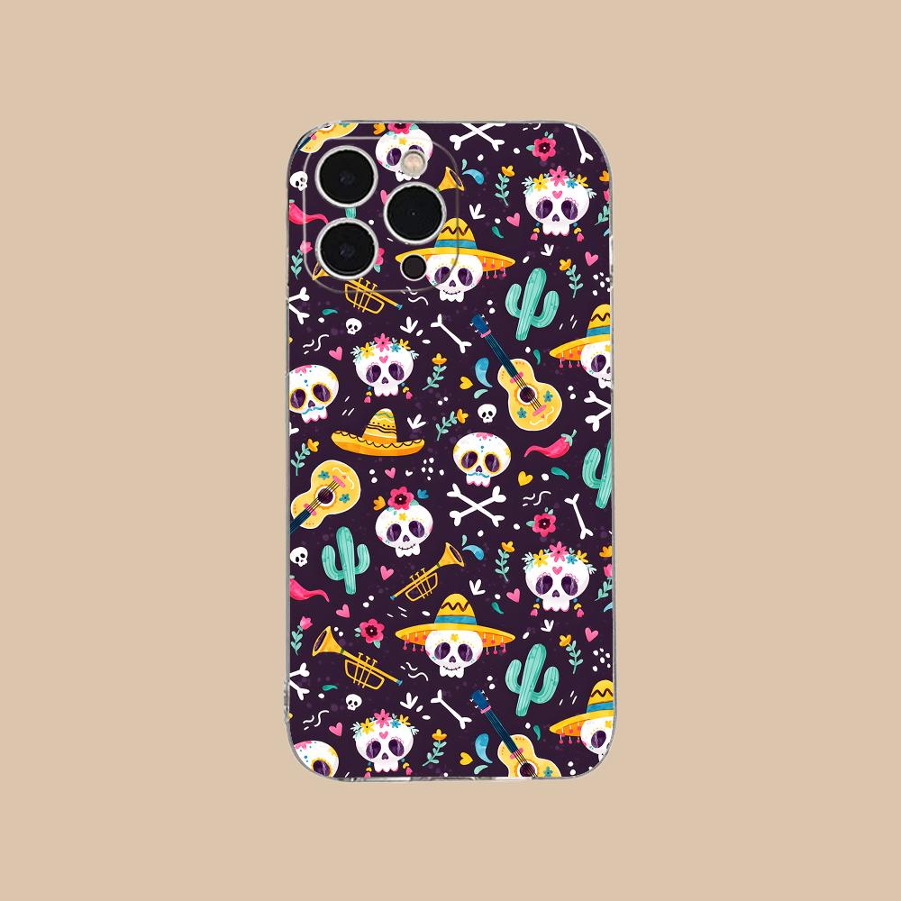 

Day of the Dead Clear TPU Mobile Case for iPhone 17 16 15 14 13 12 11 X XR XS Air Pro Max Plus Mini Colorful Cover iPhone XS Max