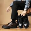Men's leather shoes spring British style men's shoes platform business casual leather shoes commuting simple casual men