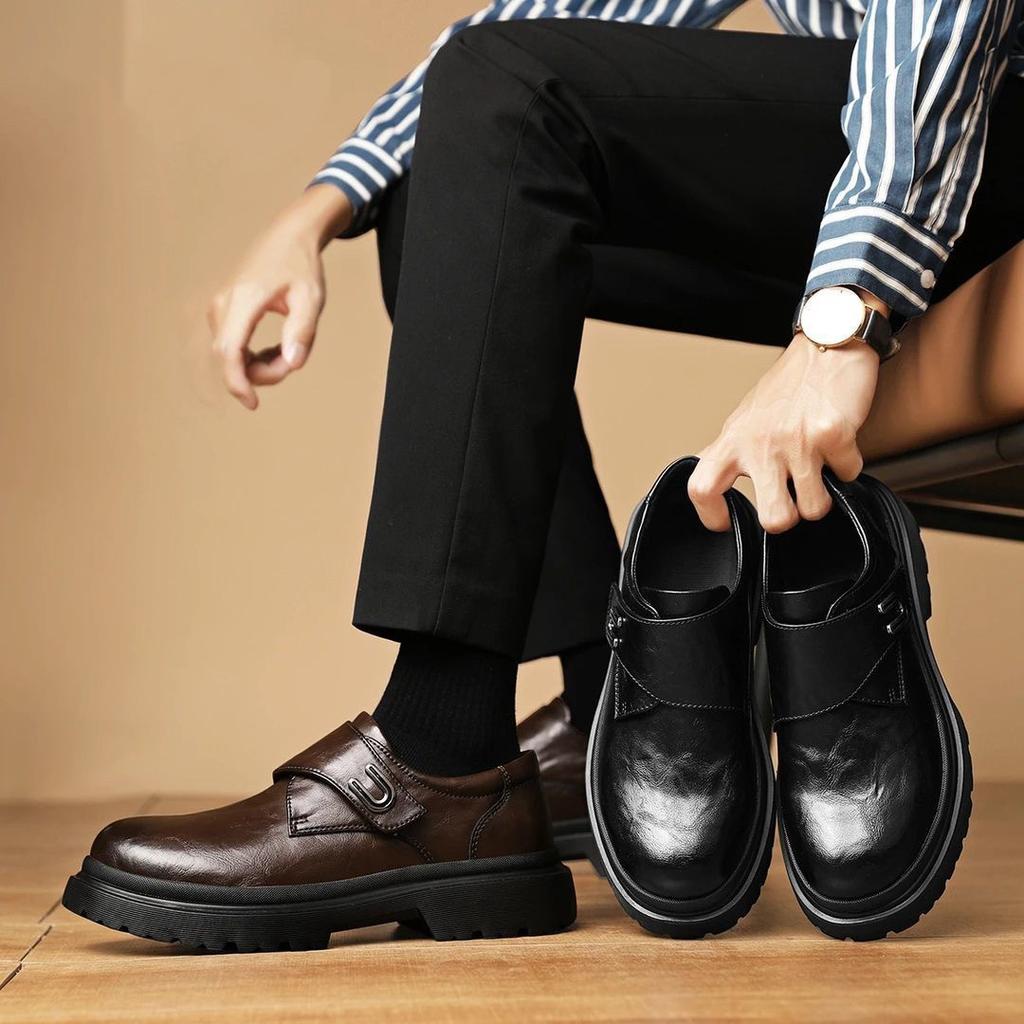 Men's leather shoes spring British style men's shoes platform business casual leather shoes commuting simple casual men