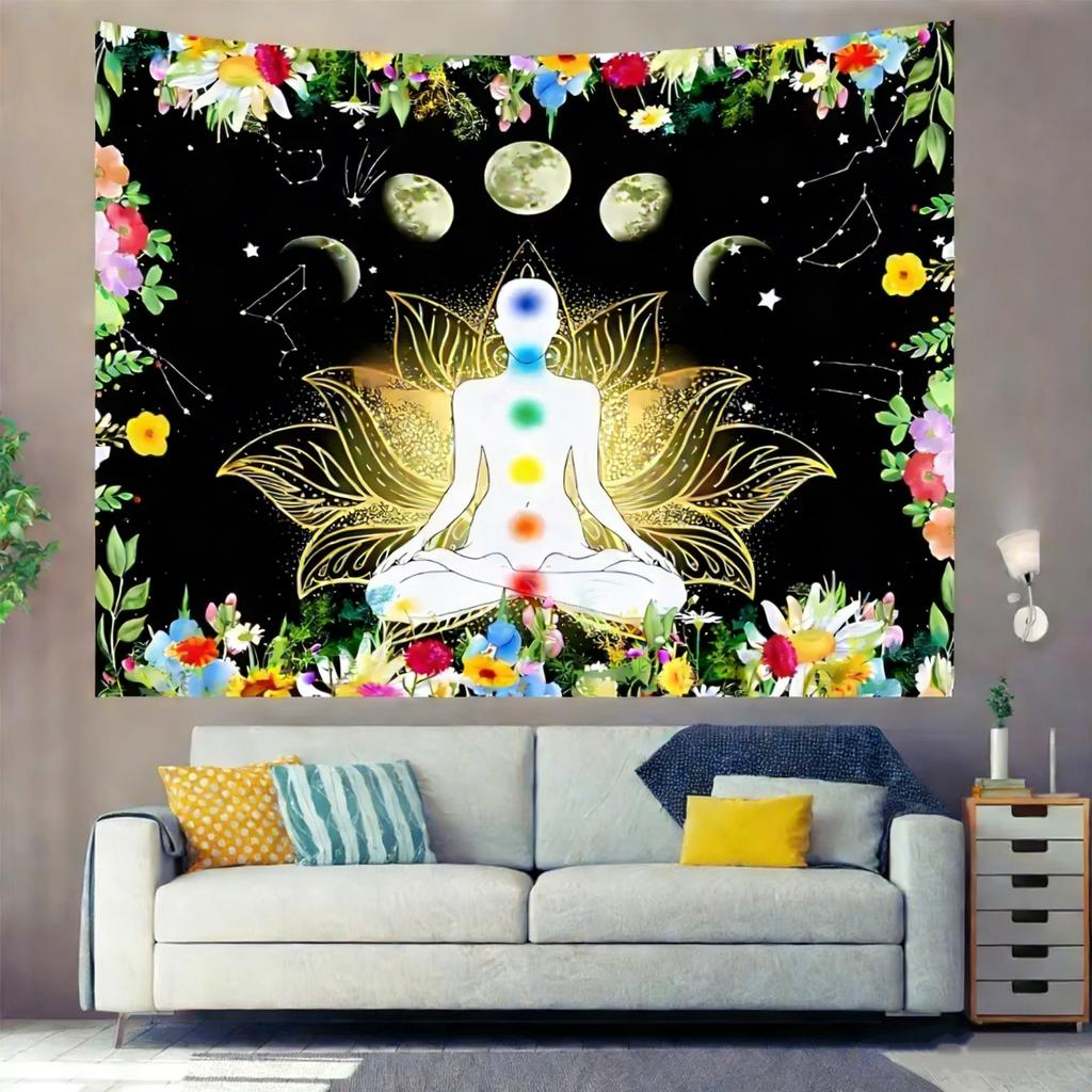 Tapestry Mandala Chakra Meditation Decor High Quality Multi Size Flat Print for Yoga Room Home Wall Decor Gift