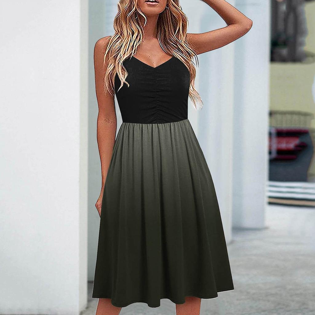 Fashion Women's Printed Midi Length Skirt One-piece Dress