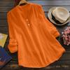 Blusa de Gasa Multicolor para Mujer Cuello Henley Holgado Manga 3/4 Camisa Casual