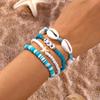 Summer Bohemian Flower Starfish Sea Turtle Pendant Bracelets Set for Women Polymer Clay Colorful Beaded Bangle Beach Jewelry