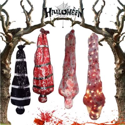 59 Zoll Halloween Leichen Requisiten Set Outdoor Hof Gruselige Leichentuch Dekoration Horror Blutiger Leichensack Spukhaus Hängende Dekorationen