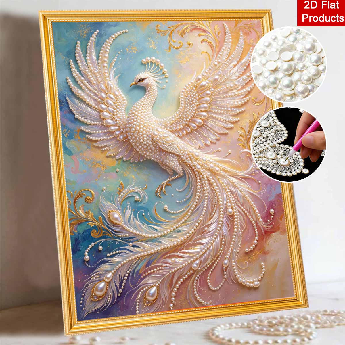 5D Pearl Painting Handmade DIY Elegant Phoenix Home Office Desktop Decoration Painting 30x40