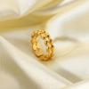 18K Gold Doppelschichtiger Ovaler Bohnen Offener Ring - Titanstahl Mode Fingerring