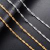 Dainty 2mm Stainless Steel Link Water Wave Chain Thin Necklace for Women Men Copper/Gold Color Neck Choker Collar Metal Jewelry